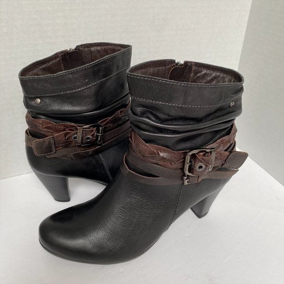 PIKOLINOS Black Leather with brown trim. Booties In Size 41 - Picture 7 of 8